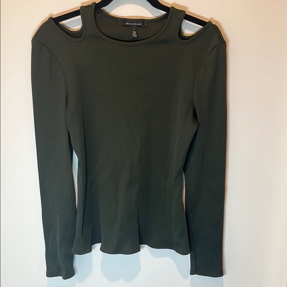 WHBM - Women's Green Cut-Out Shoulder Top
